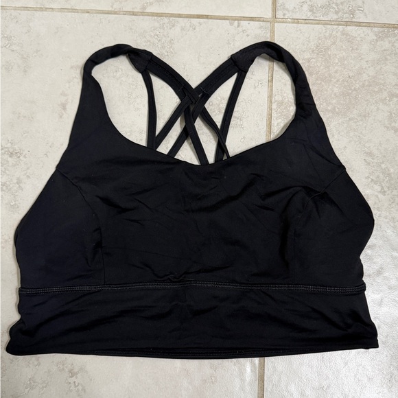 Lululemon Black Long Line Strappy Sports Bra Size 10 - Picture 1 of 7